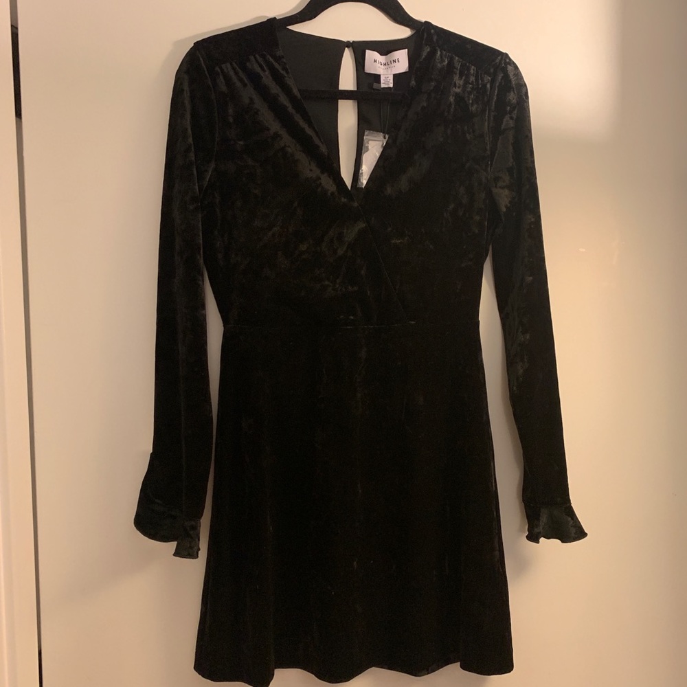 Highline Collective Velvet Ruffle Cuff Dress